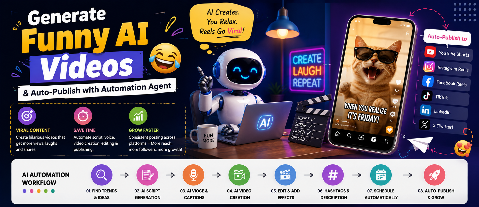 Generate Funny AI Videos and Auto-Publish with an AI Automation Agent